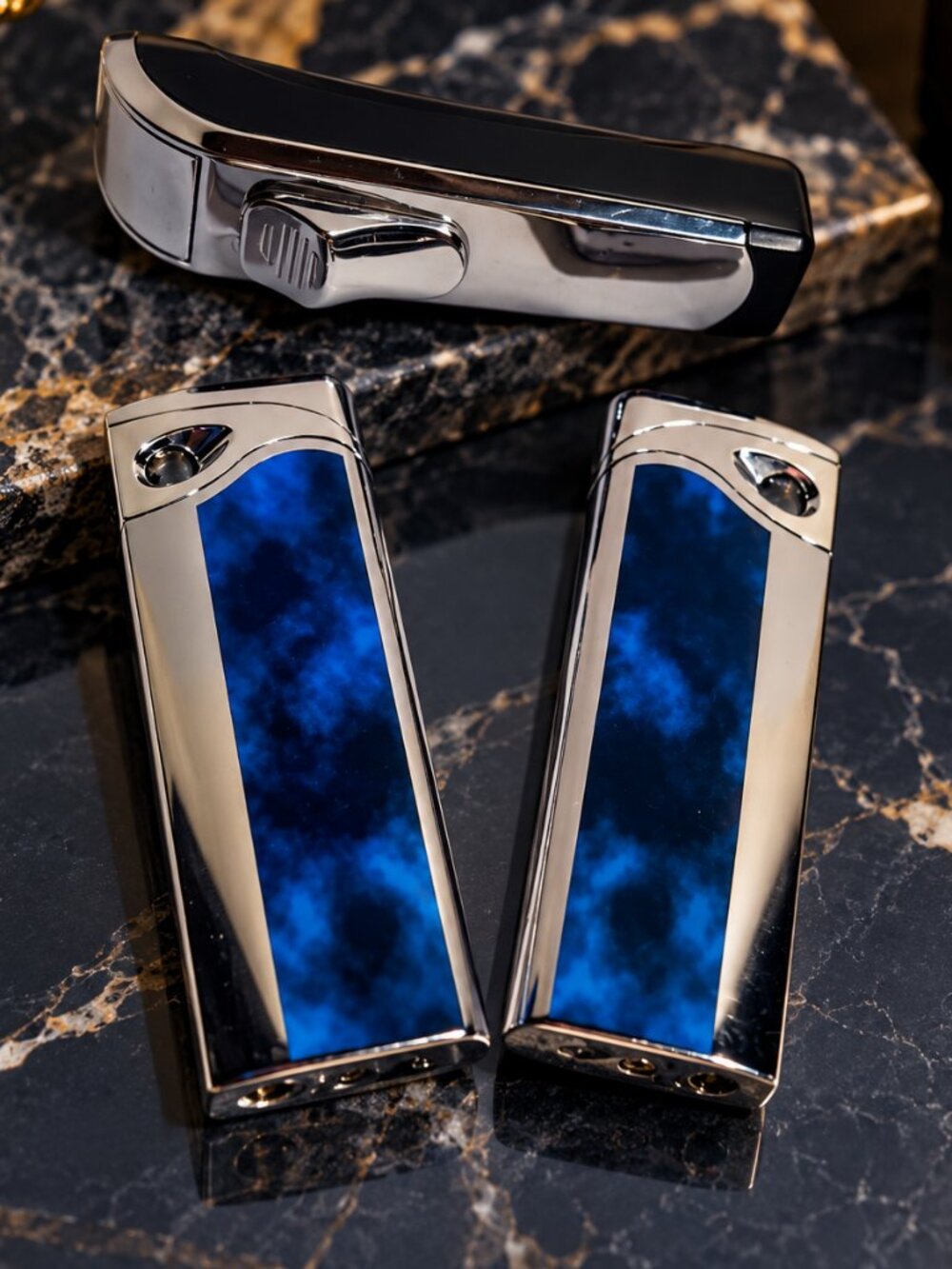 Set of 3 Elegant Refillable Lighters – Marble Style Design